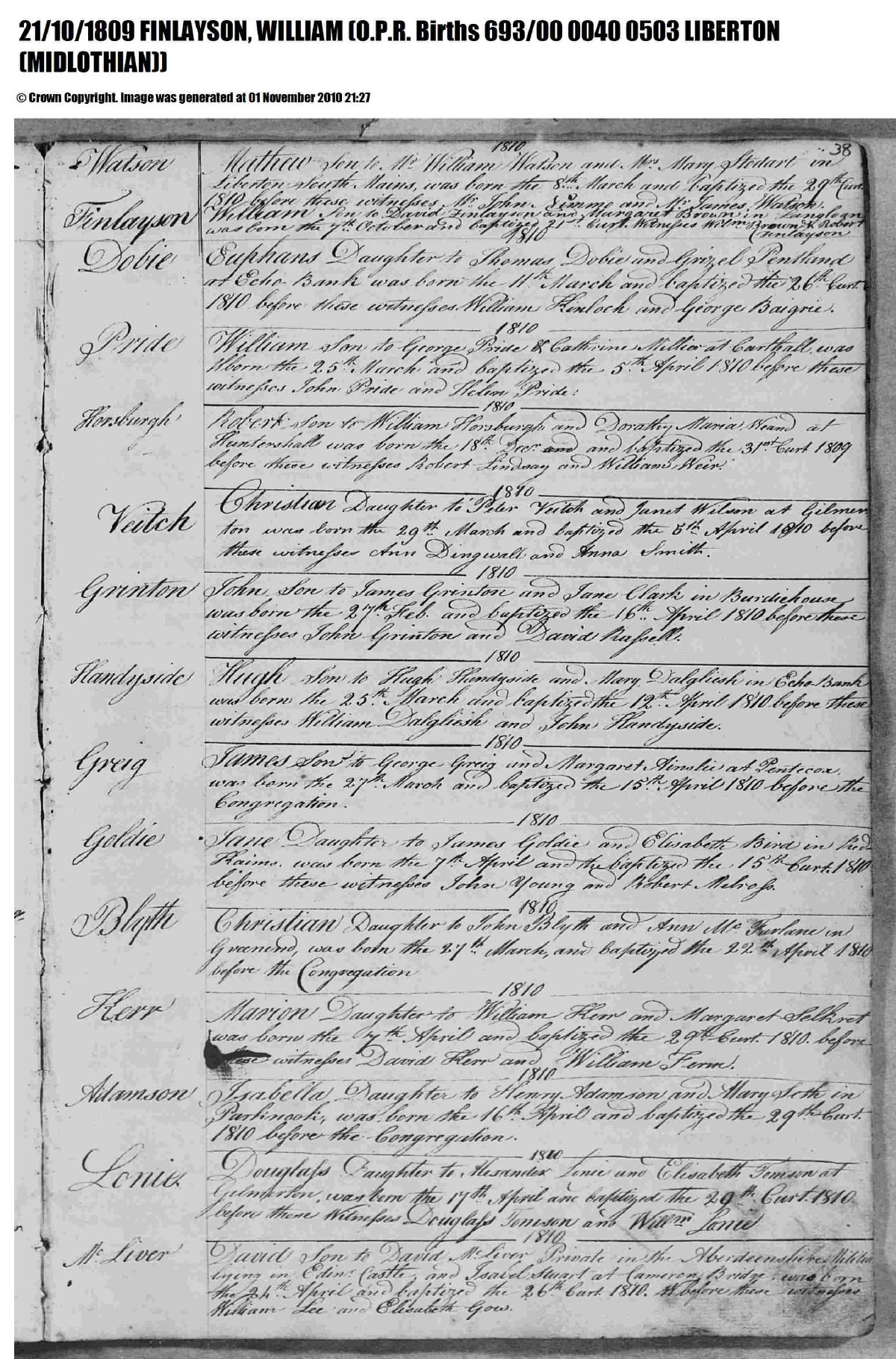 Birth, 1809 โ William Finlayson Birth Cert 1809.pdf