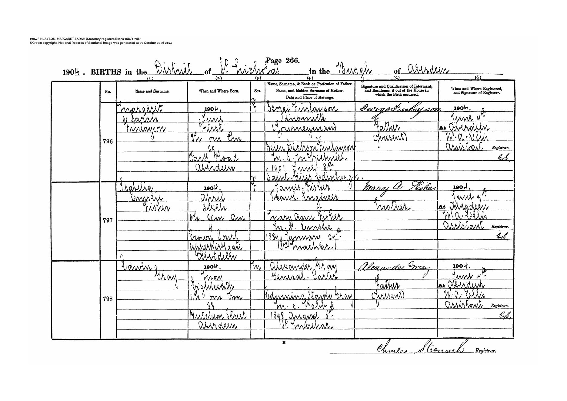 Birth, 1904 — Margaret sarah finlayson birth certificate.pdf